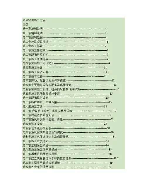 通风空调工程施工组织设计方案.
