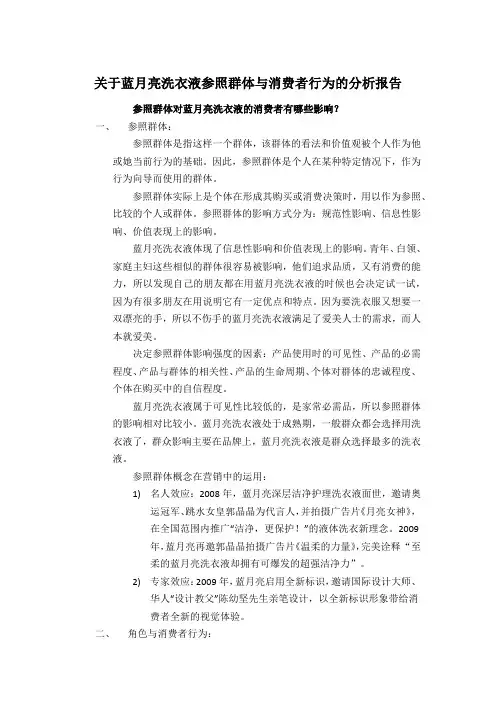 503-2 503-5关于蓝月亮洗衣液参照群体与消费者行为学的分析报告