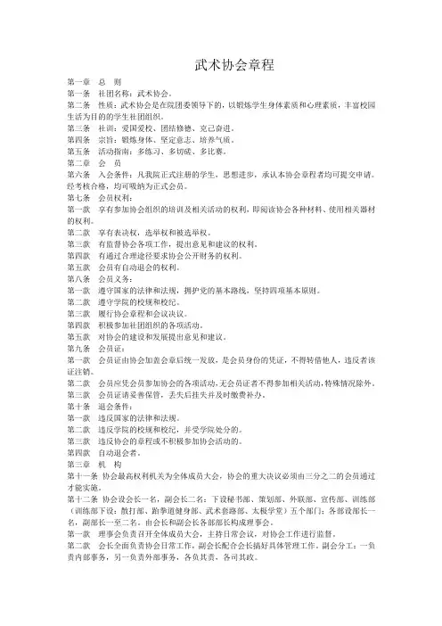 武术协会章程