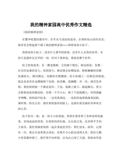 我的精神家园高中优秀作文精选