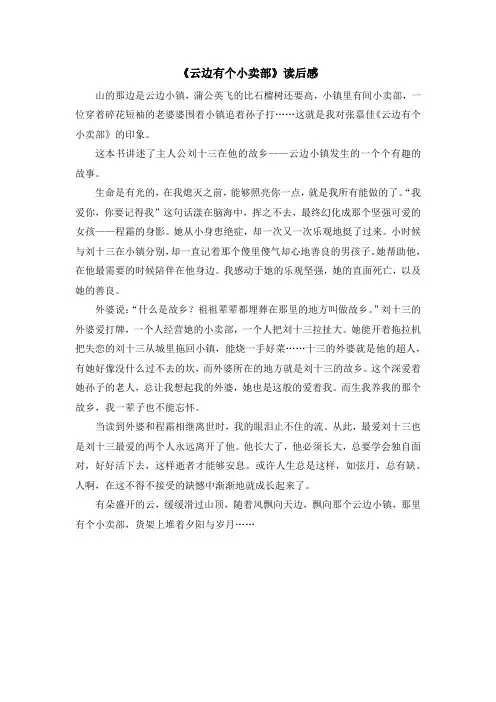 《云边有个小卖部》读后感 3