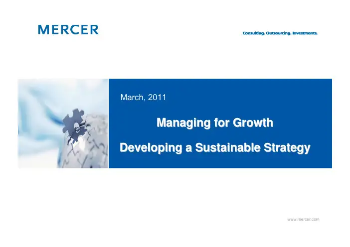 Managing for Growth - Developing a Sustainable Strategy
