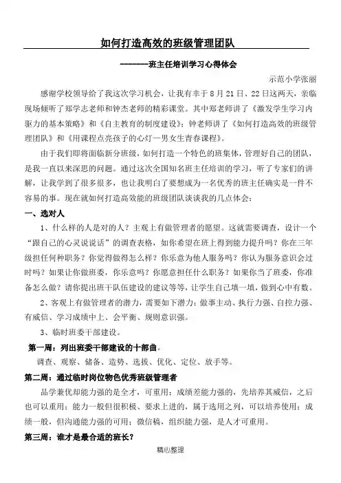 《如何打造高效的班级管理团队》