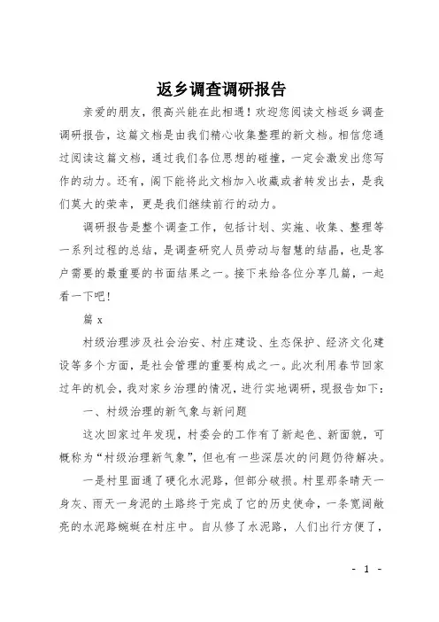 返乡调查调研报告