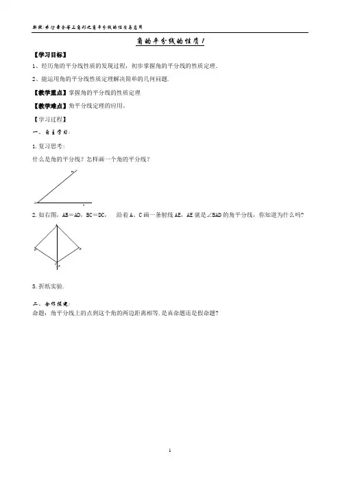 角的平分线的性质1