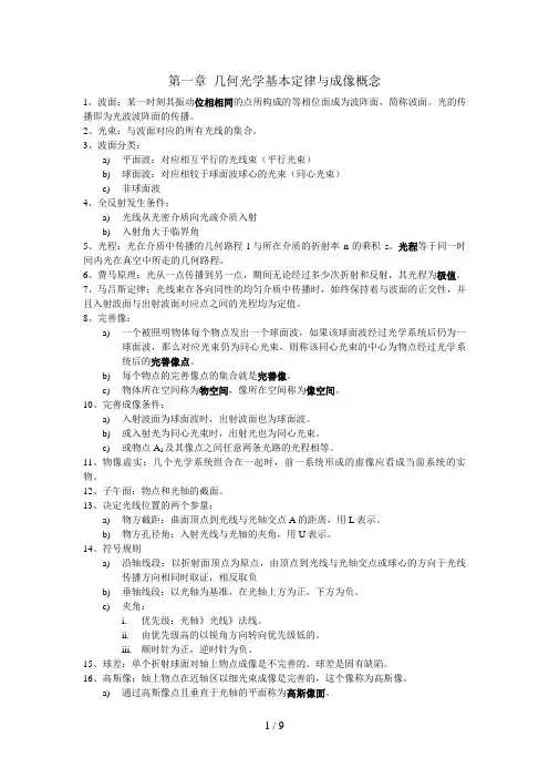 应用光学知识点