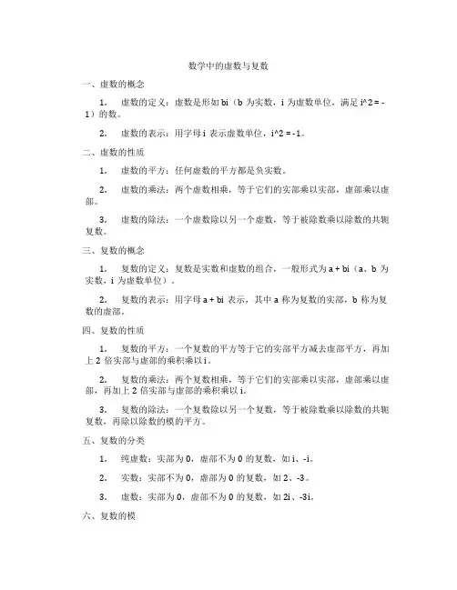 数学中的虚数与复数