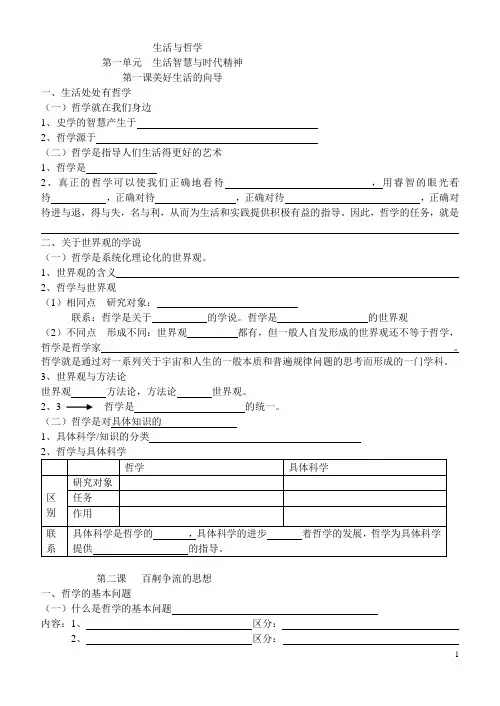 生活与哲学填空题2