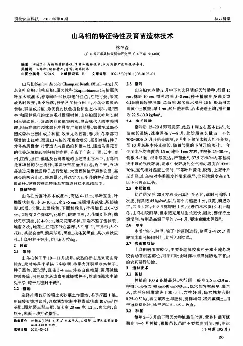山乌桕的特征特性及育苗造林技术