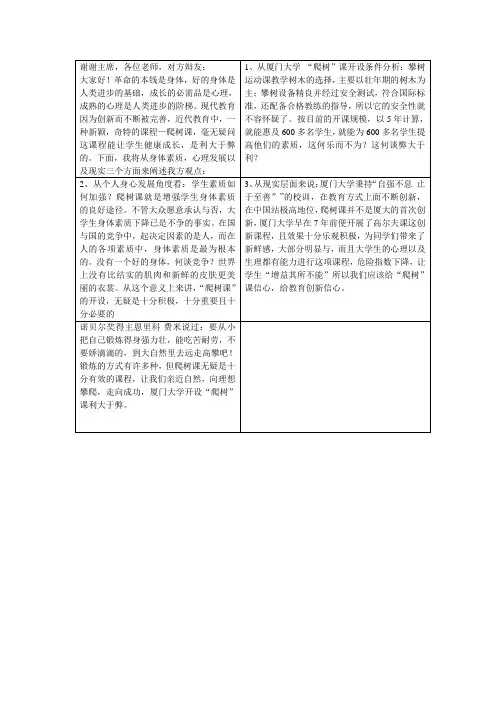 厦门大学开展爬树课立论稿