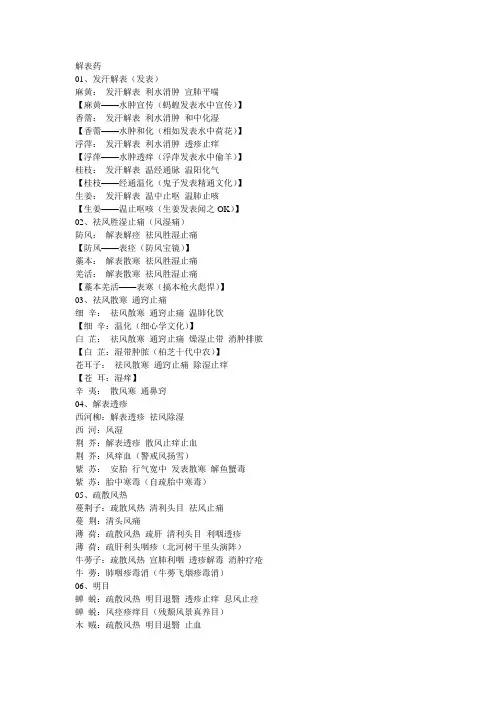 解表药分类中药记忆