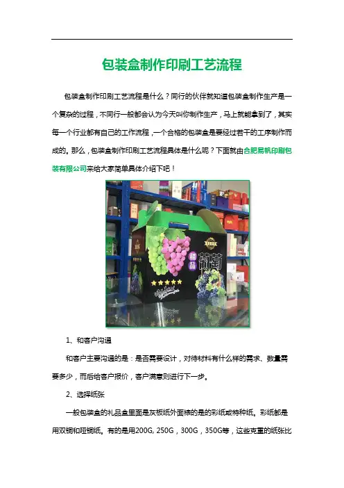 包装盒制作印刷工艺流程