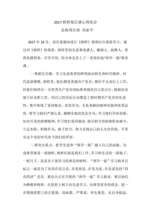 2017榜样观后感心得体会-自学总结读后感