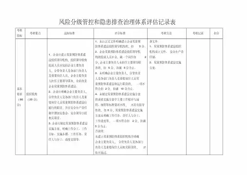 风险分级管控和隐患排查治理体系评估记录表