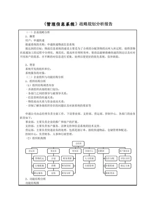 MIS战略规划报告