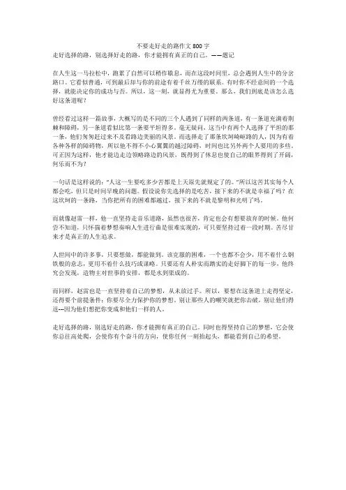 不要走好走的路优秀作文800字
