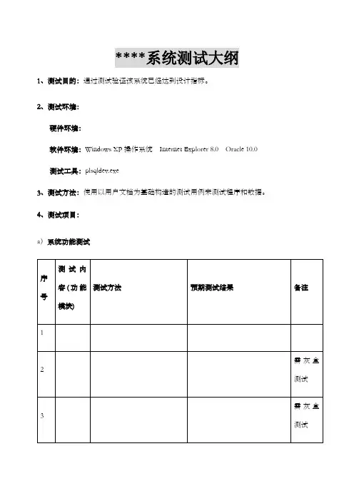 系统测试大纲范例