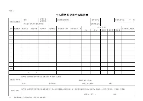 个人限售股交易明细记录表doc