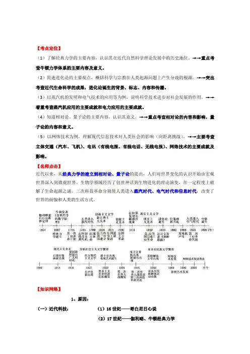 2017高考历史一轮复习专题之讲练测专题17世界近现代科学技术(讲)(原卷版)