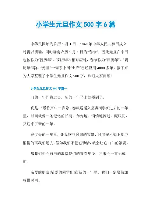 小学生元旦作文500字6篇