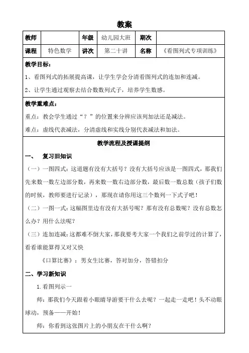 幼小衔接大班数学：看图列式专项训练