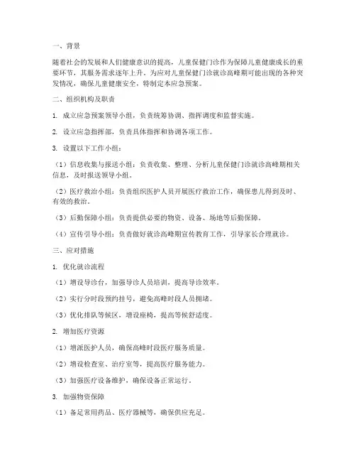 儿童保健门诊应急预案