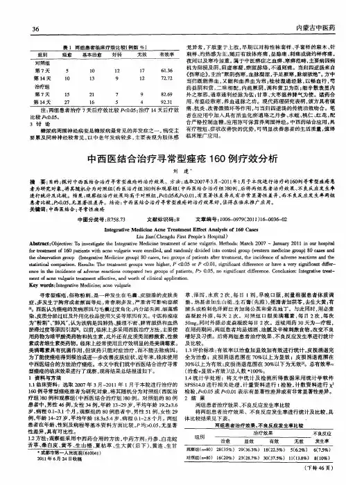 中西医结合治疗寻常型痤疮160例疗效分析