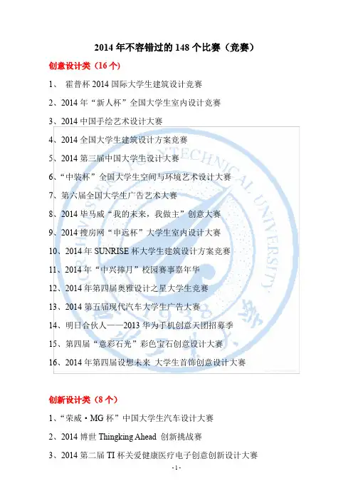 2014年不容错过的148个比赛(竞赛)