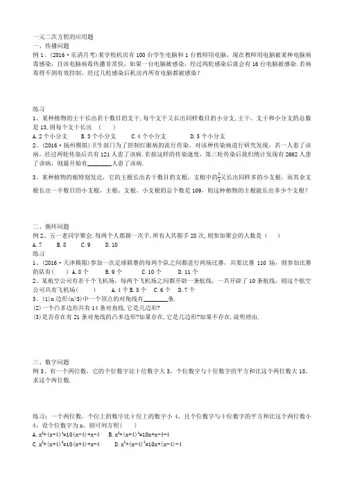 一元二次方程典型应用题
