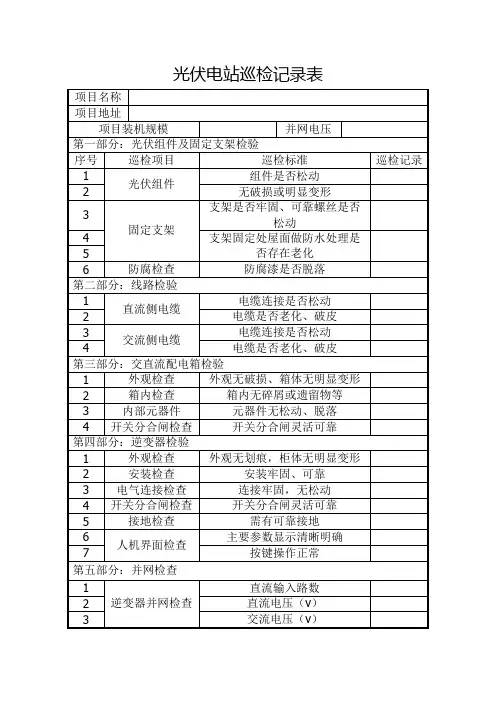 光伏电站巡检记录表