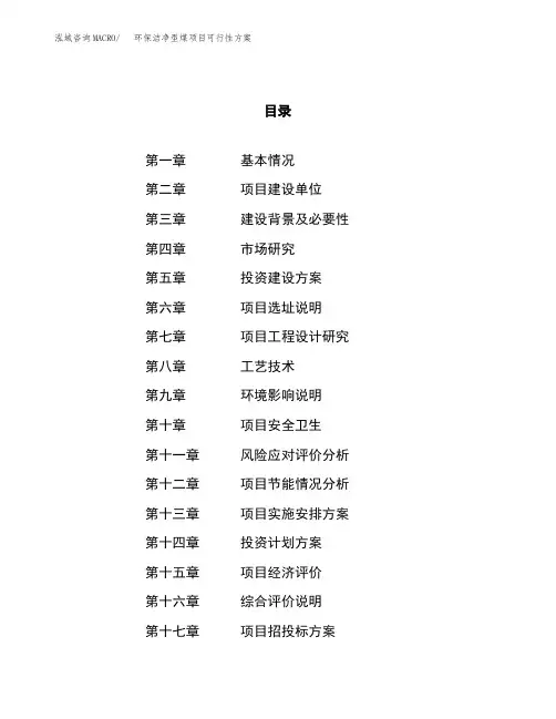 环保洁净型煤项目可行性方案