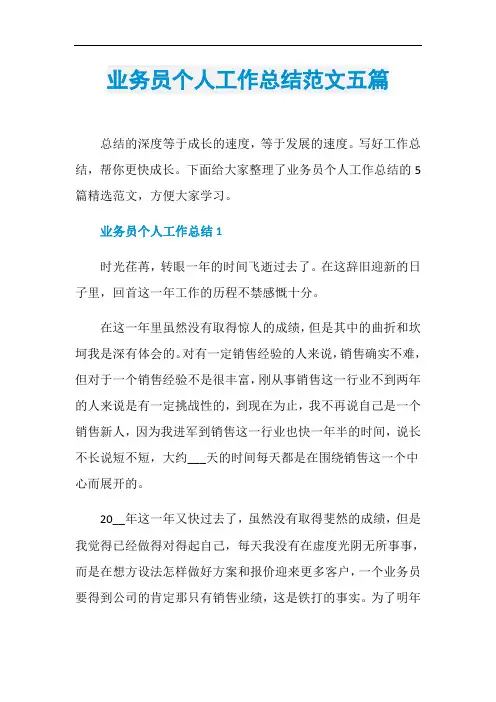 业务员个人工作总结范文五篇