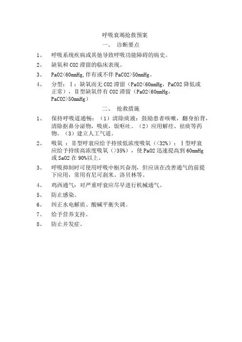 呼吸衰竭抢救预案