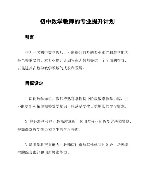 初中数学教师的专业提升计划