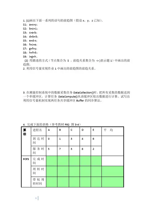 操作系统作业题目