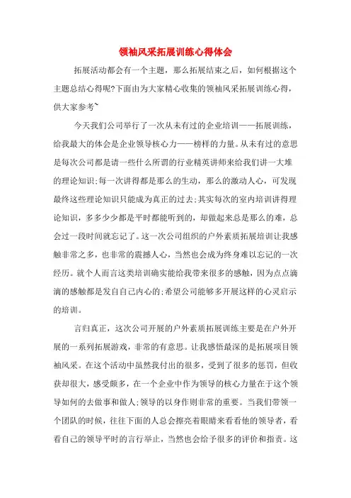 领袖风采拓展训练心得体会 2