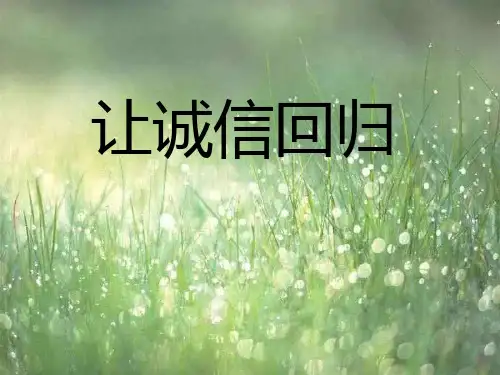 《让诚信回归》