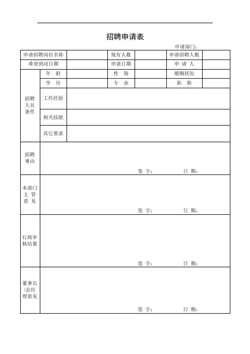 招聘申请表