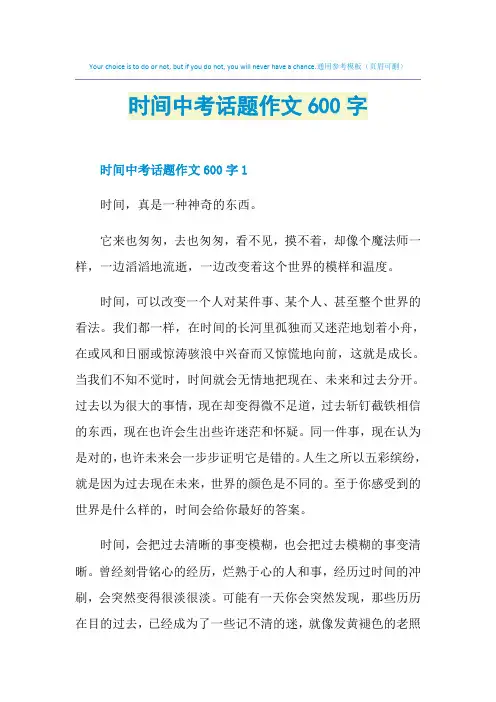 时间中考话题作文600字