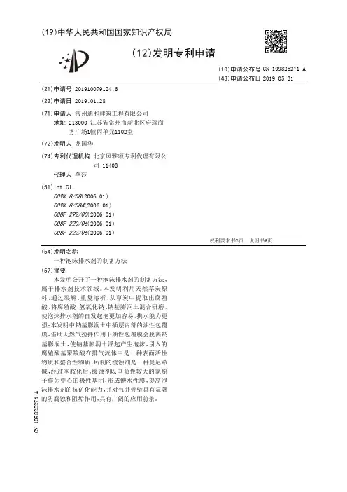 【CN109825271A】一种泡沫排水剂的制备方法【专利】