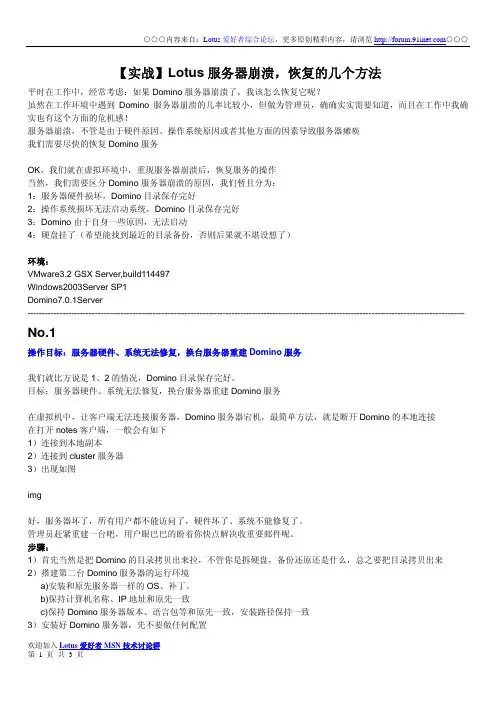 【实战】Lotus服务器崩溃恢复的几个方法