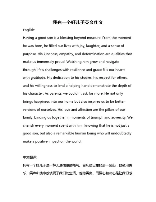 我有一个好儿子英文作文