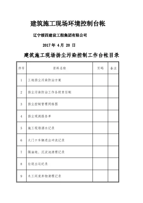 扬尘治理台账