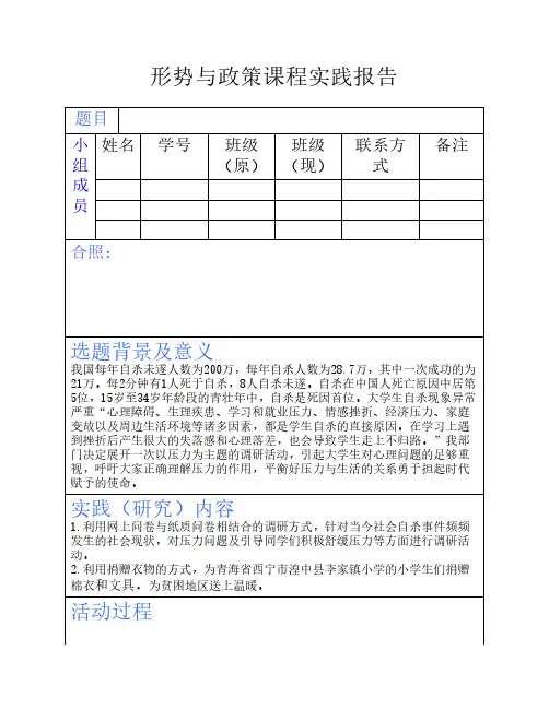 形势与政策实践报告