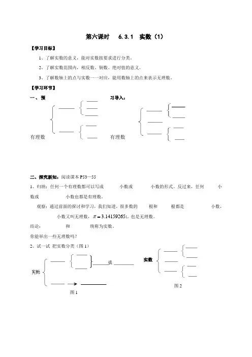 广东省广州市第三中学七年级数学下册导学案(无答案)第六章 第6课时 6.3.1 实数(1)
