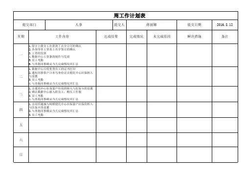 一周工作计划表