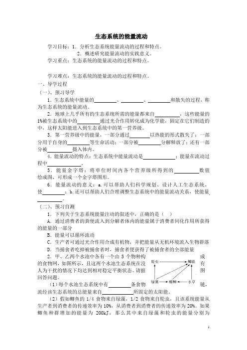 生态系统的能量流动