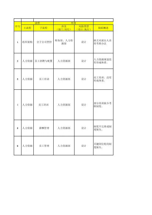 内控缺陷-人力资源