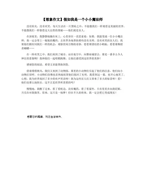 【想象作文】假如我是一个小小魔法师