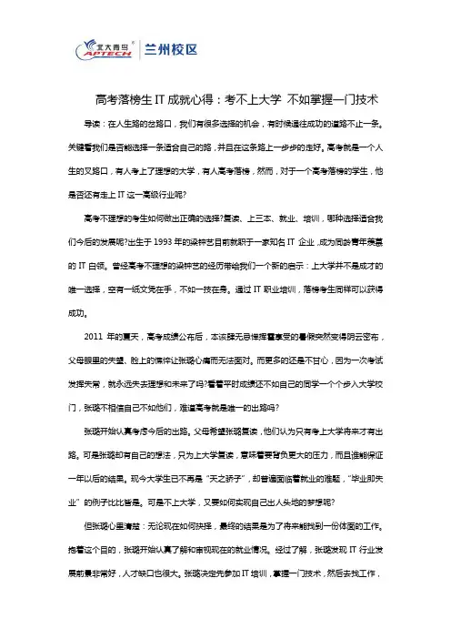 高考落榜生IT成就心得：考不上大学 不如掌握一门技术